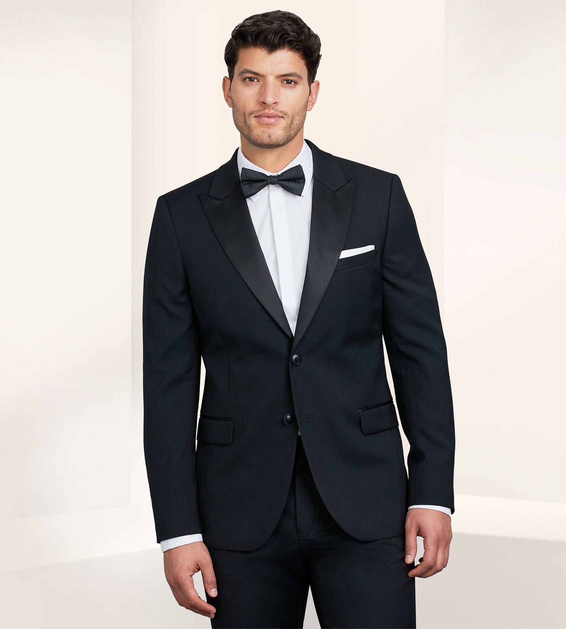 Peak Lapel Tuxedo Black Satin Tuxedo Classic Black Tux By Calvin