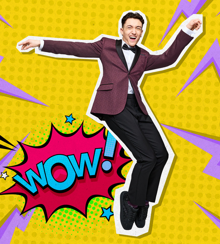 Burgundy Jacquard Tux Prom Look Tip Top