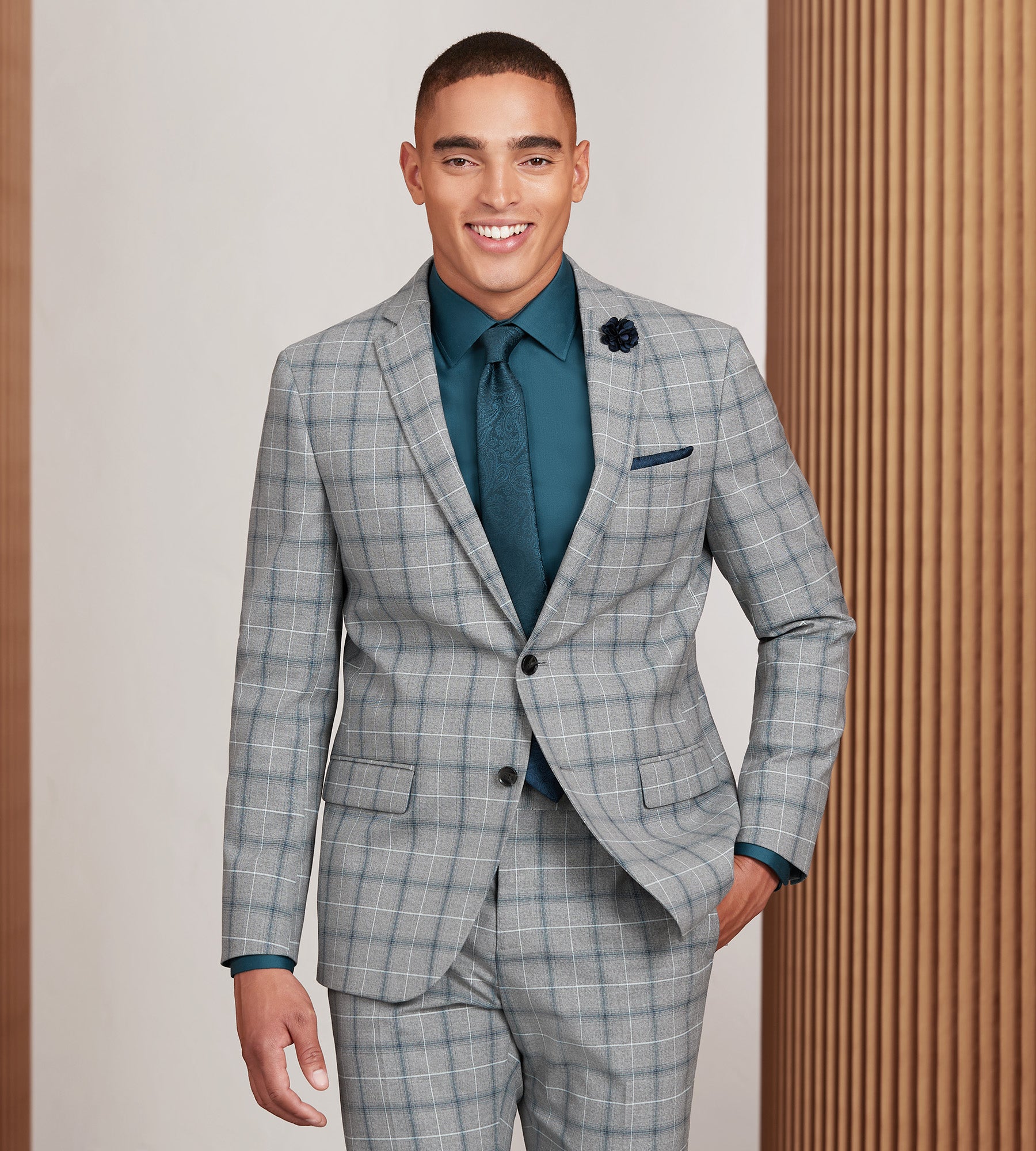 Modern Fit Grey Plaid Suit | G Grafton | Tip Top Tailors | Shop 