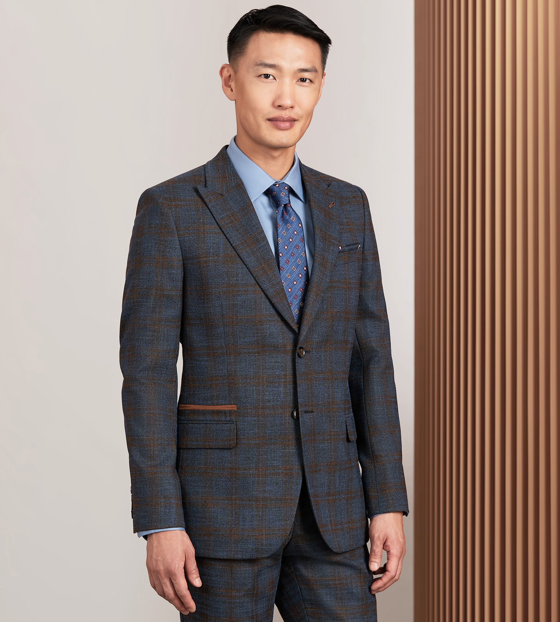Blue checkered coat outlet