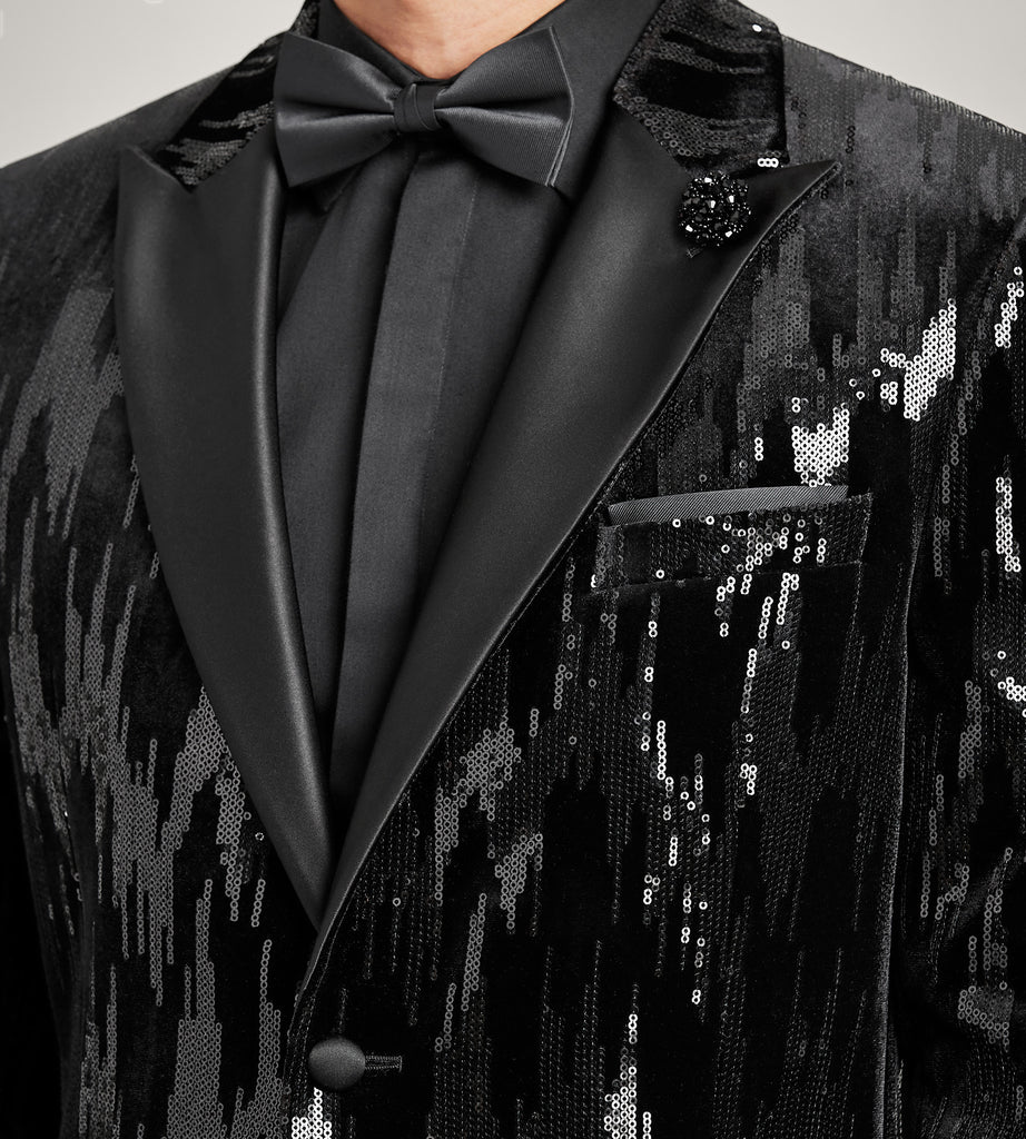 Sequin Tuxedo Shirt - Midnight