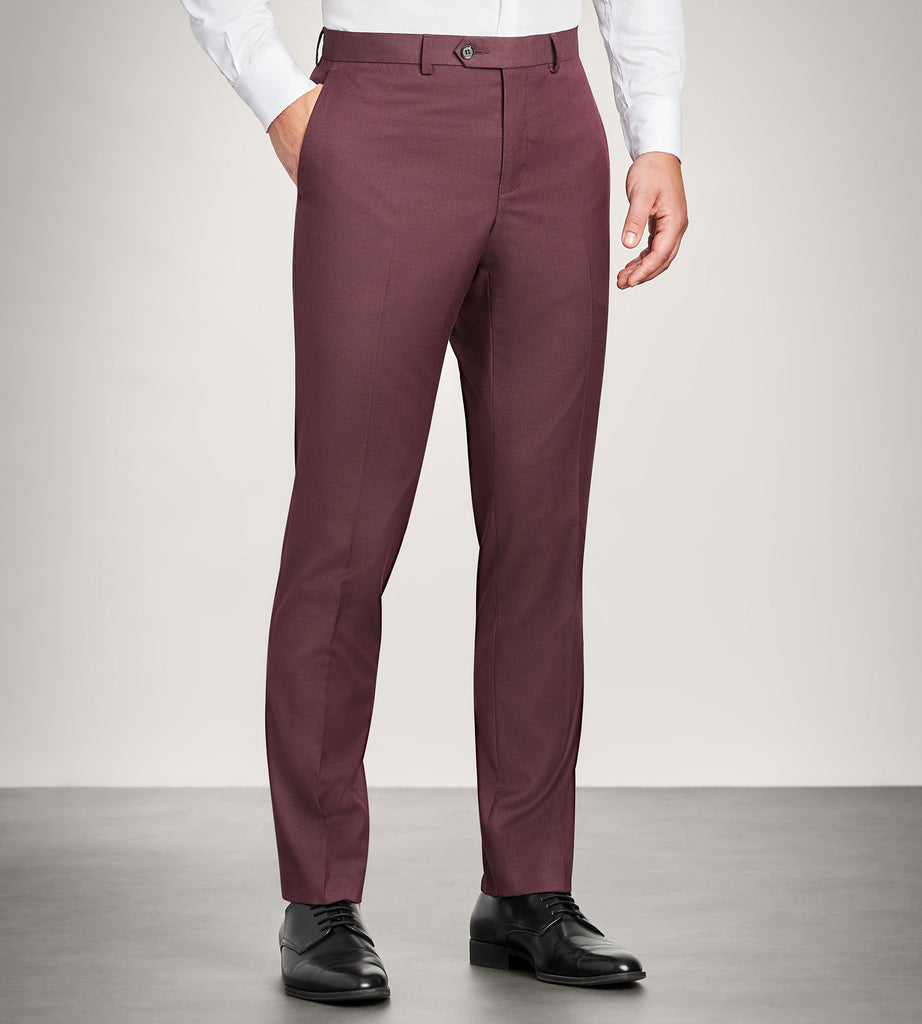 slim fit dress slacks Monte Burgundy Plain Front Pants