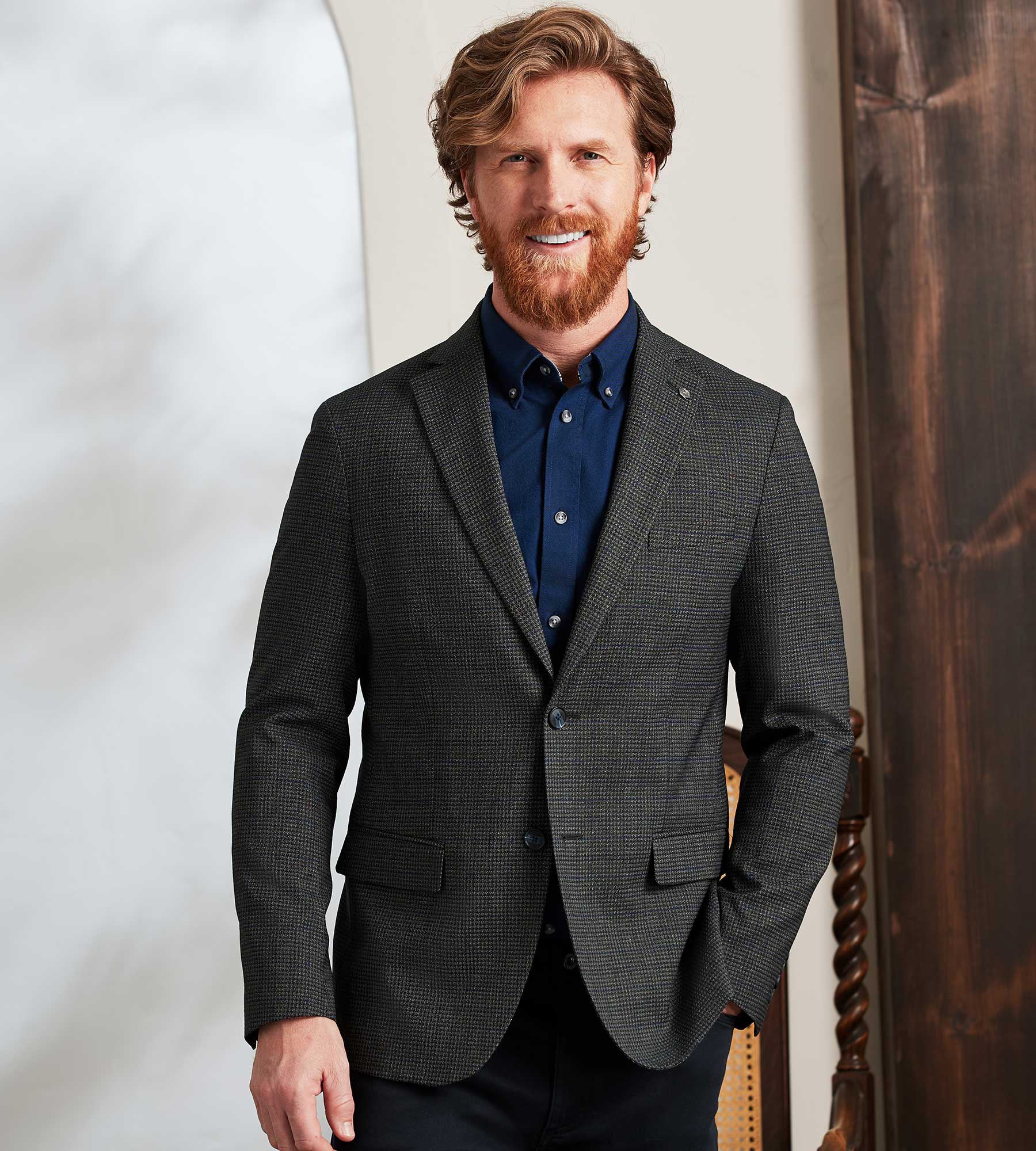 Grey wool sport coat top