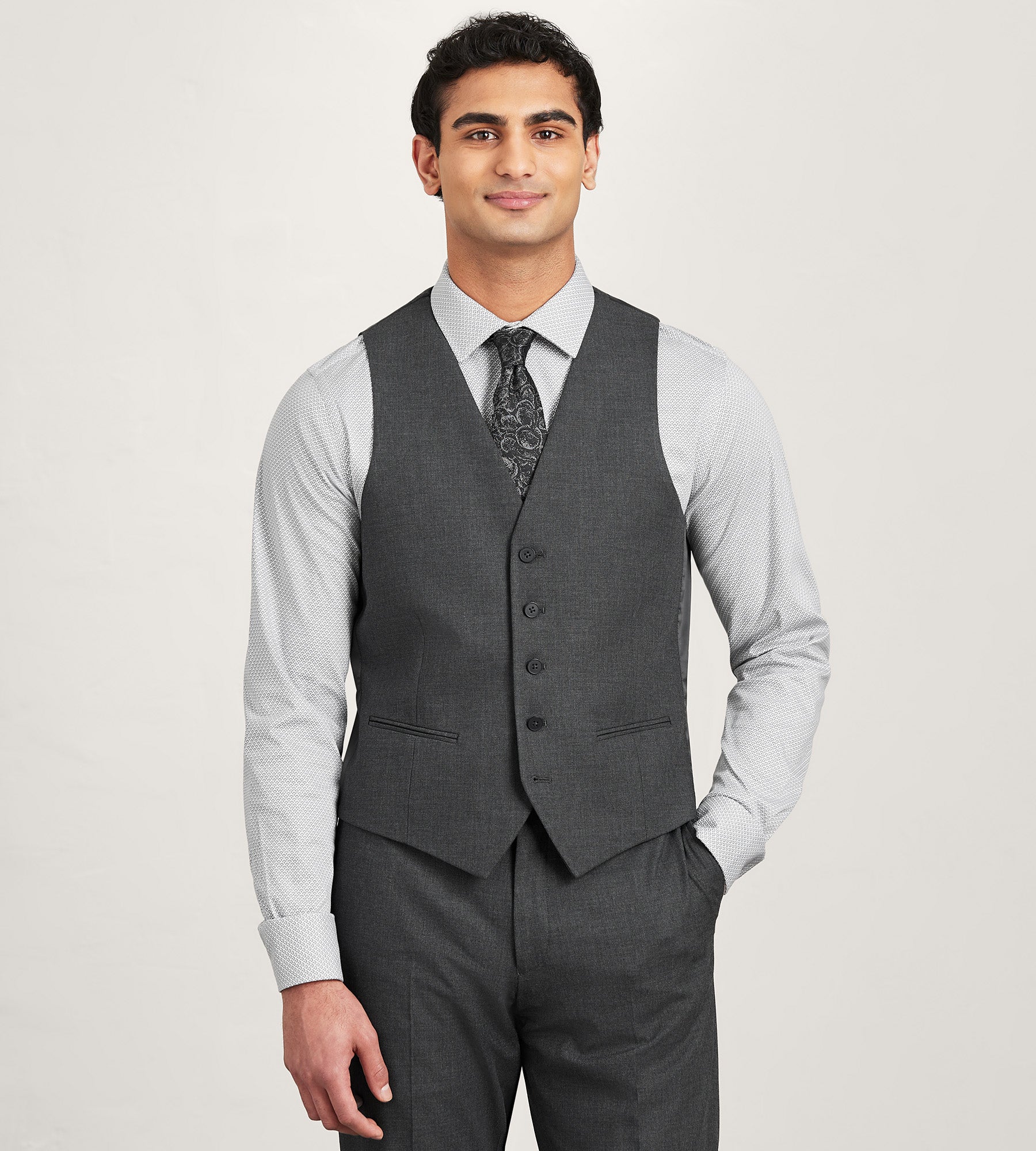 Modern Fit 360° Stretch Black Suit Separate Vest – Tip Top