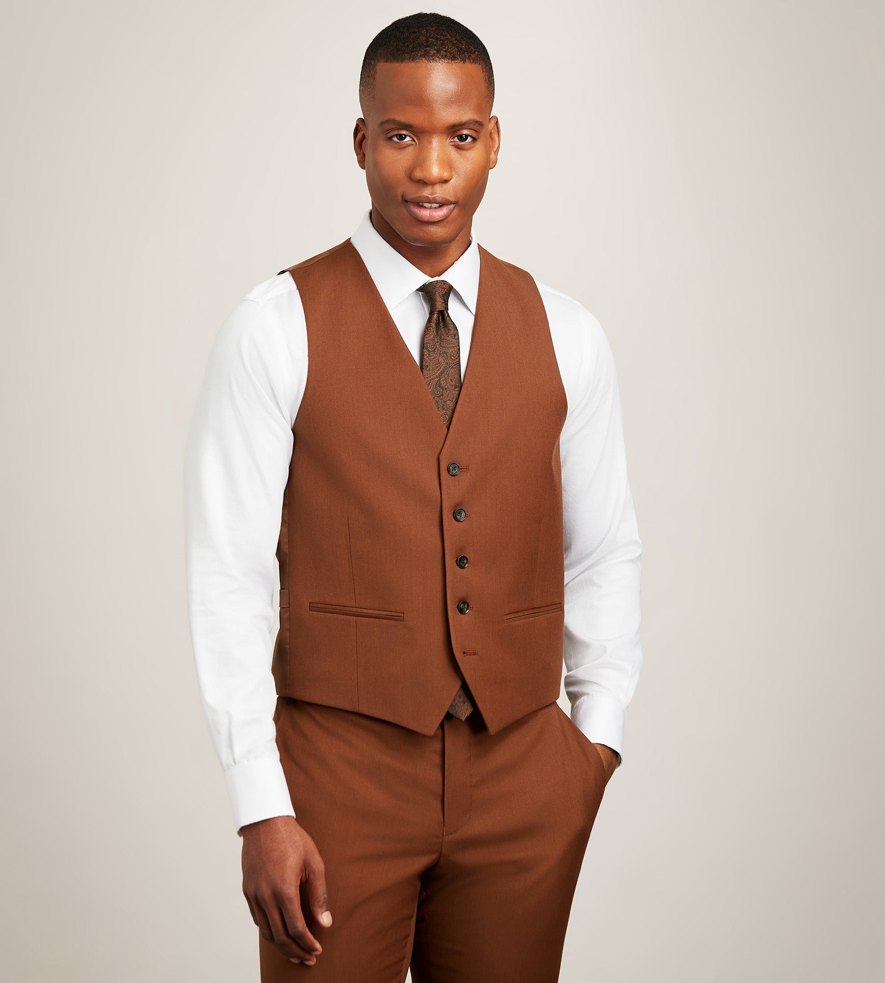 refomed CASTRO BOA VEST サイズ2 brown Cognac Solid Suit Vest – Tip Top