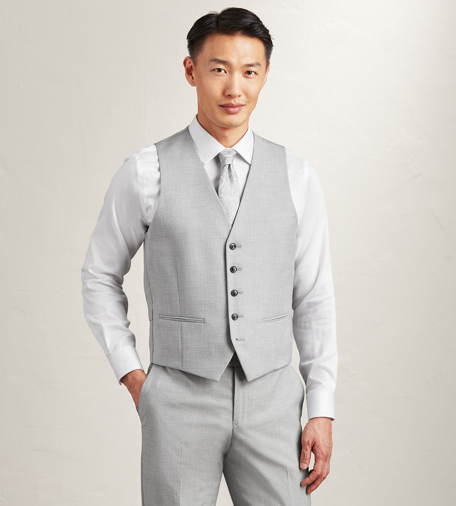 G Grafton Men s Suit Separate Vest in Light Grey Size 2X Polyester Viscose Lycra Tip Top