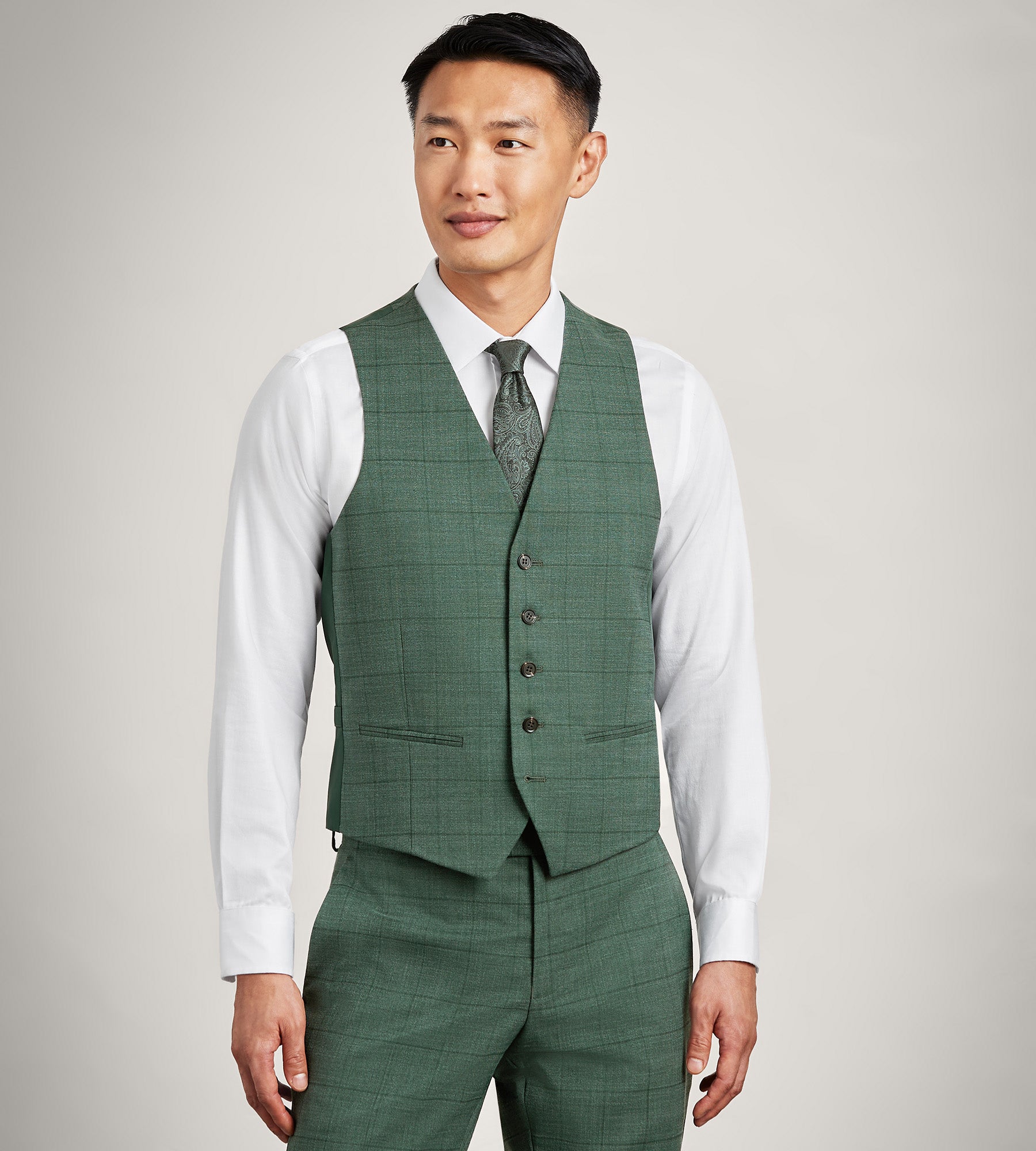 Green Windowpane Suit Vest Tip Top Green Windowpane Suit Vest Tip Top