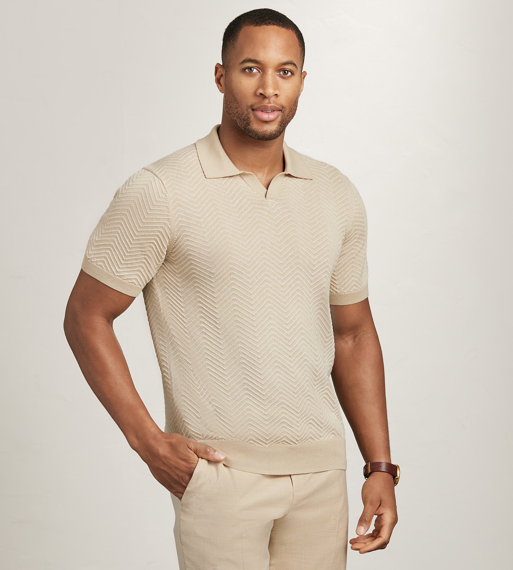 Collared Polo Under Sweater Modern Fit Short Sleeve Johnny-Collar