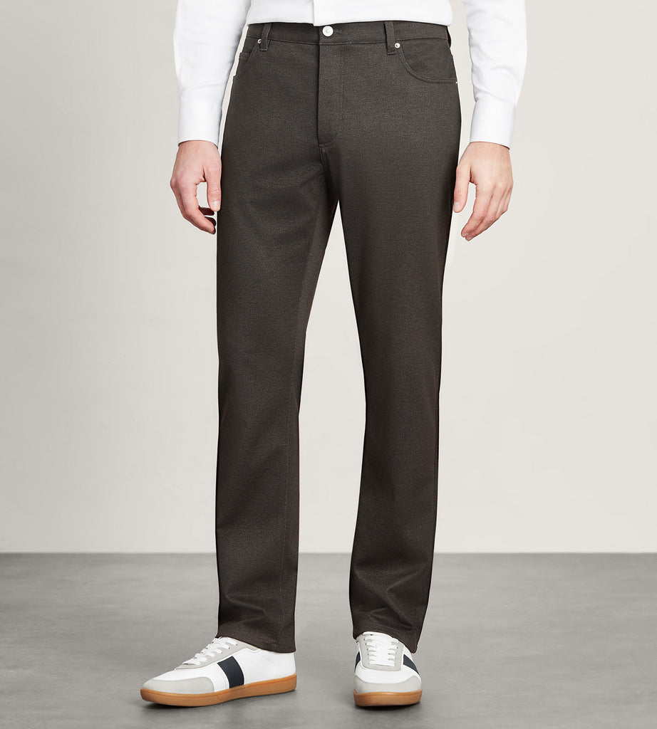 Poly Knit Ottoman Slim Tapered Fit Casual Pants