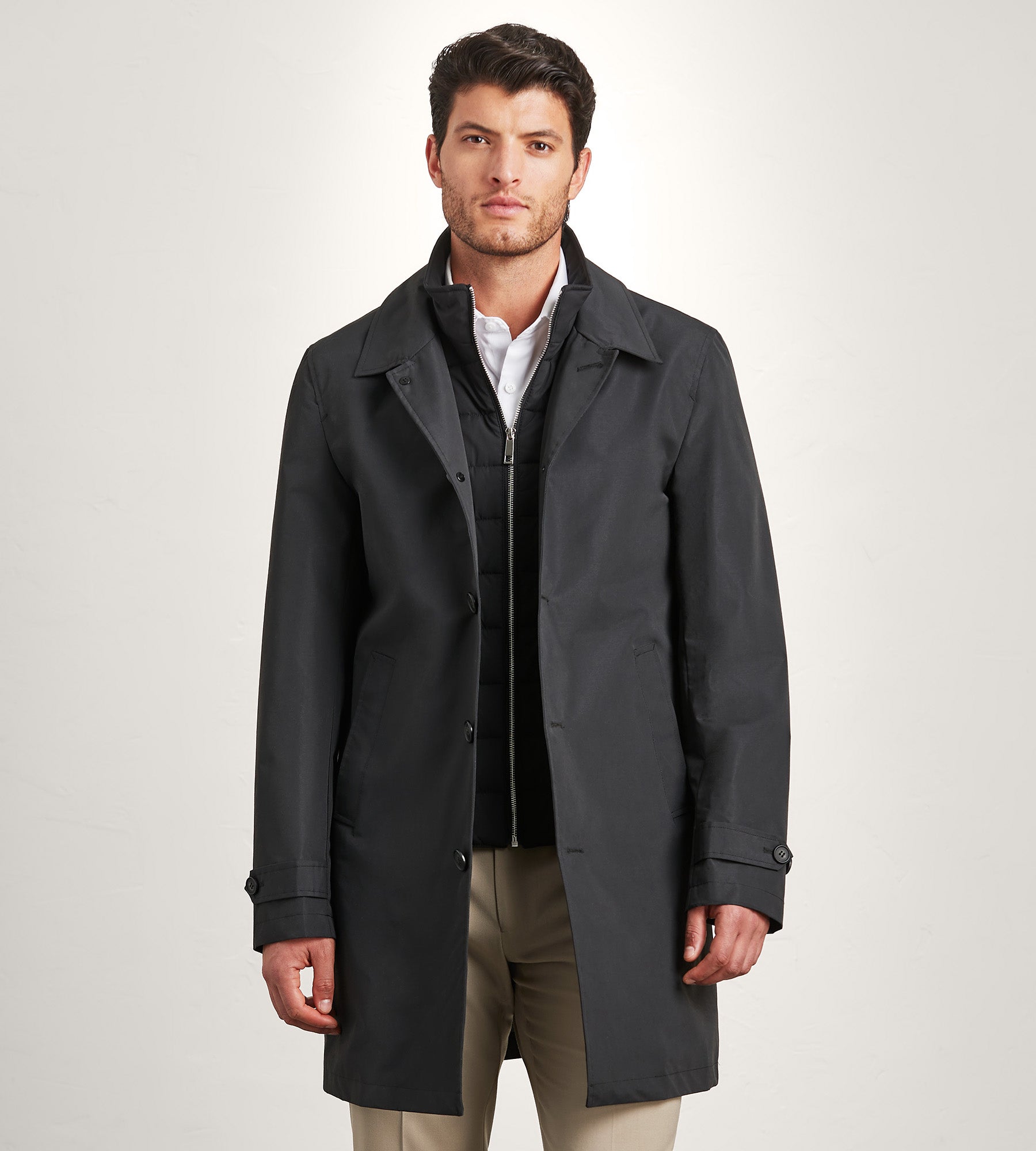 Modern Fit Mac Coat with Removable Bib | Hechter Paris | Tip