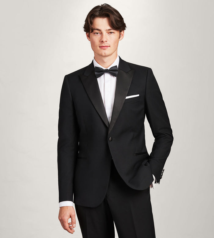 tip top Modern Fit Black Peak Lapel Solid Tuxedo