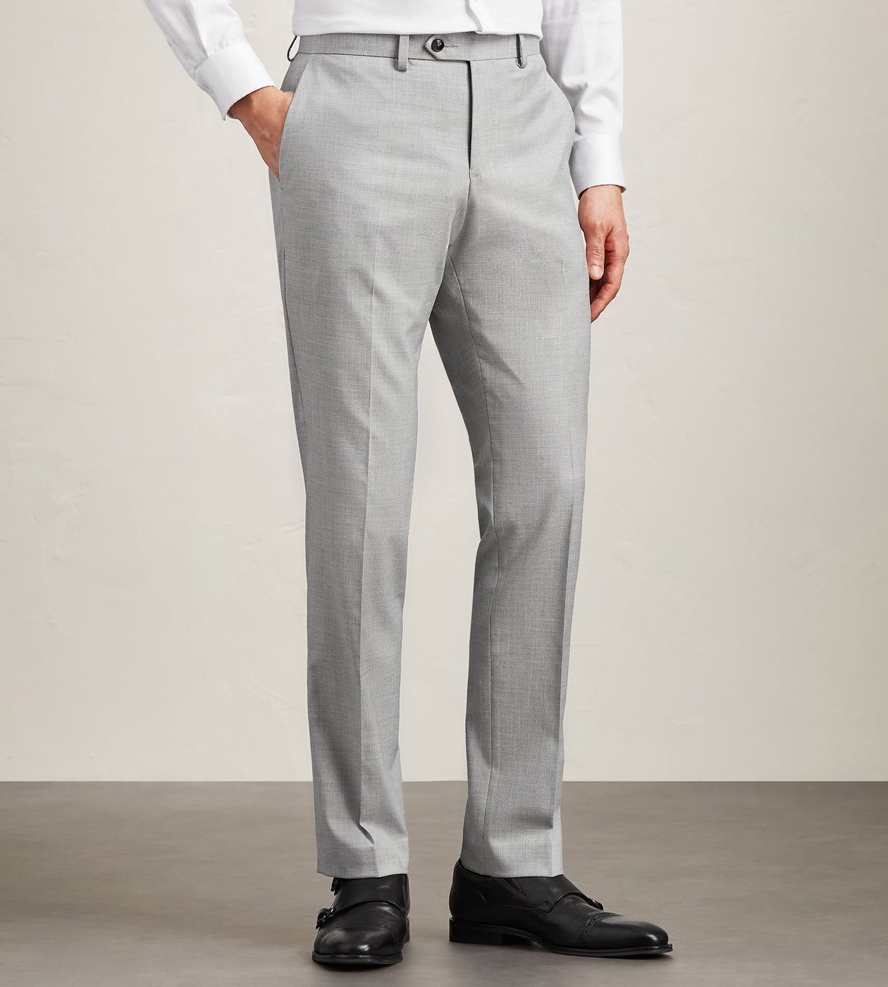 silver grey dress pants Silver Washed Cotton Stretch Dress Pant
