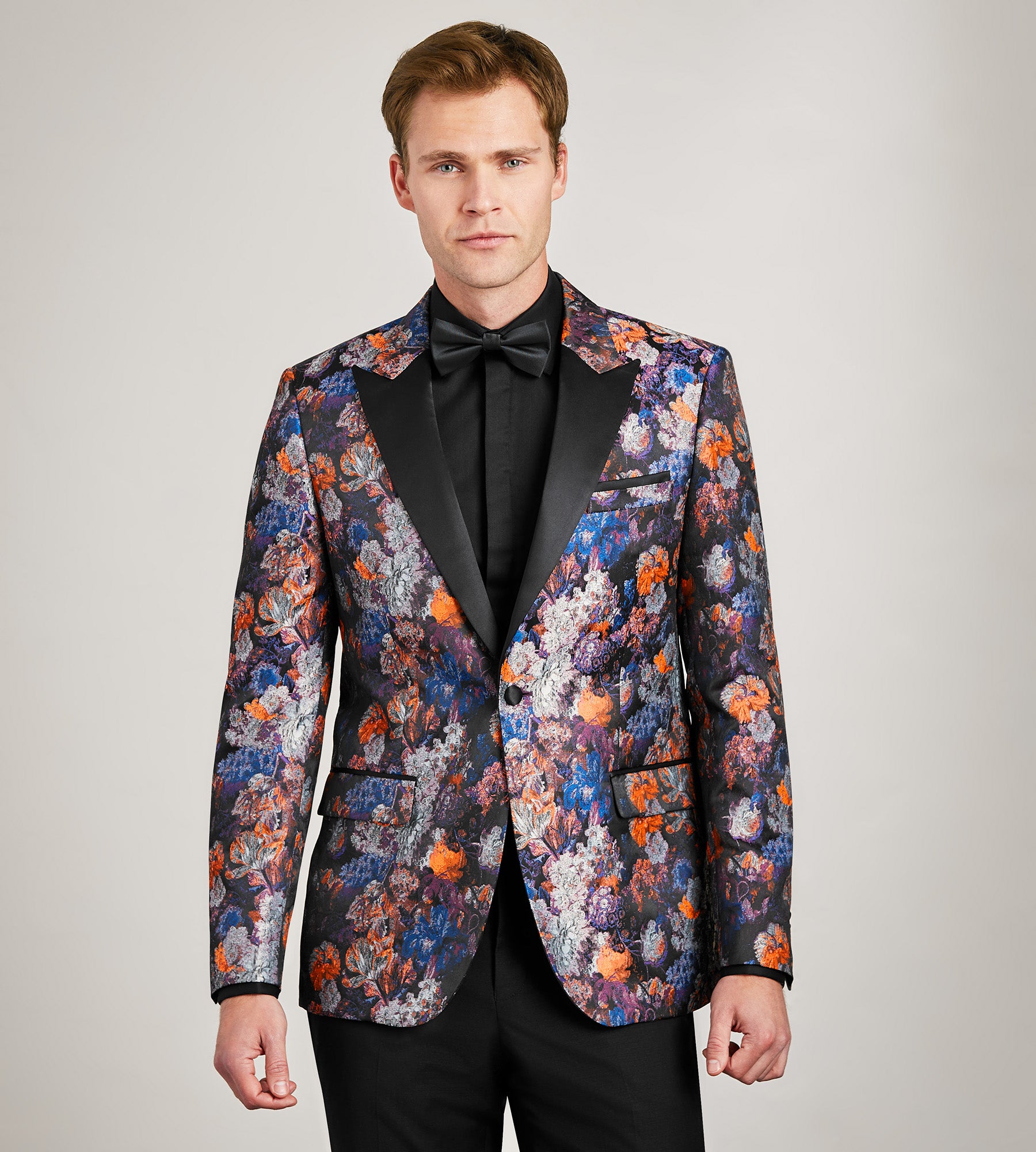 Slim Fit Blue Jacquard Tuxedo Jacket