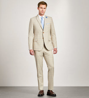 Slim Fit Tan Plaid Suit – Tip Top