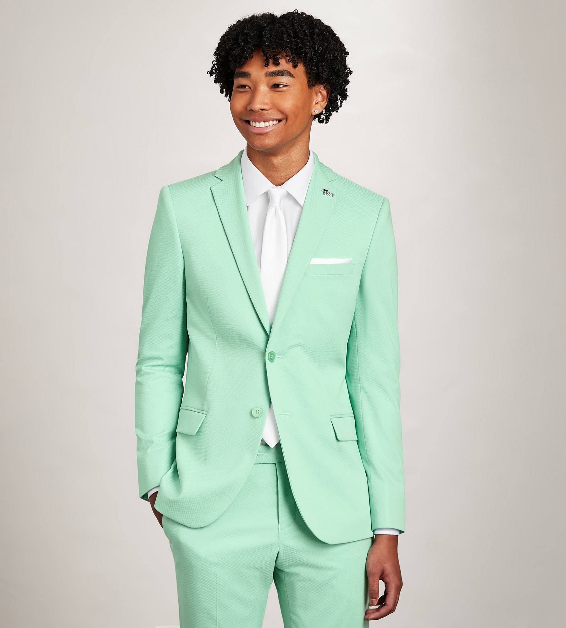 Slim Fit Green Solid Suit Jacket