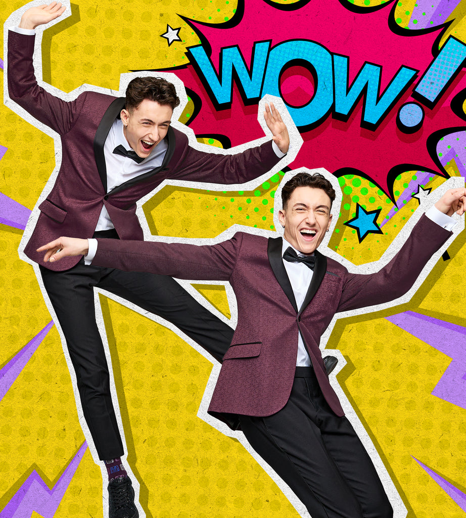 Burgundy Jacquard Tux Prom Look Tip Top