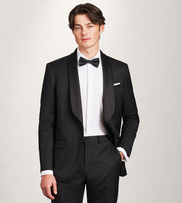 tip top Modern Fit Black Jacquard Tuxedo
