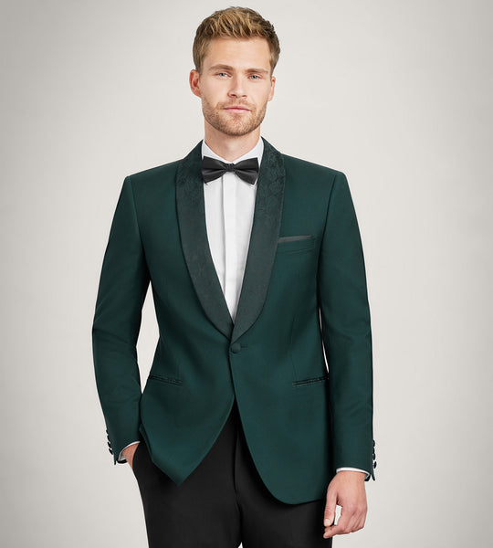 Slim Fit Forest Green Solid Tuxedo  Tip Top