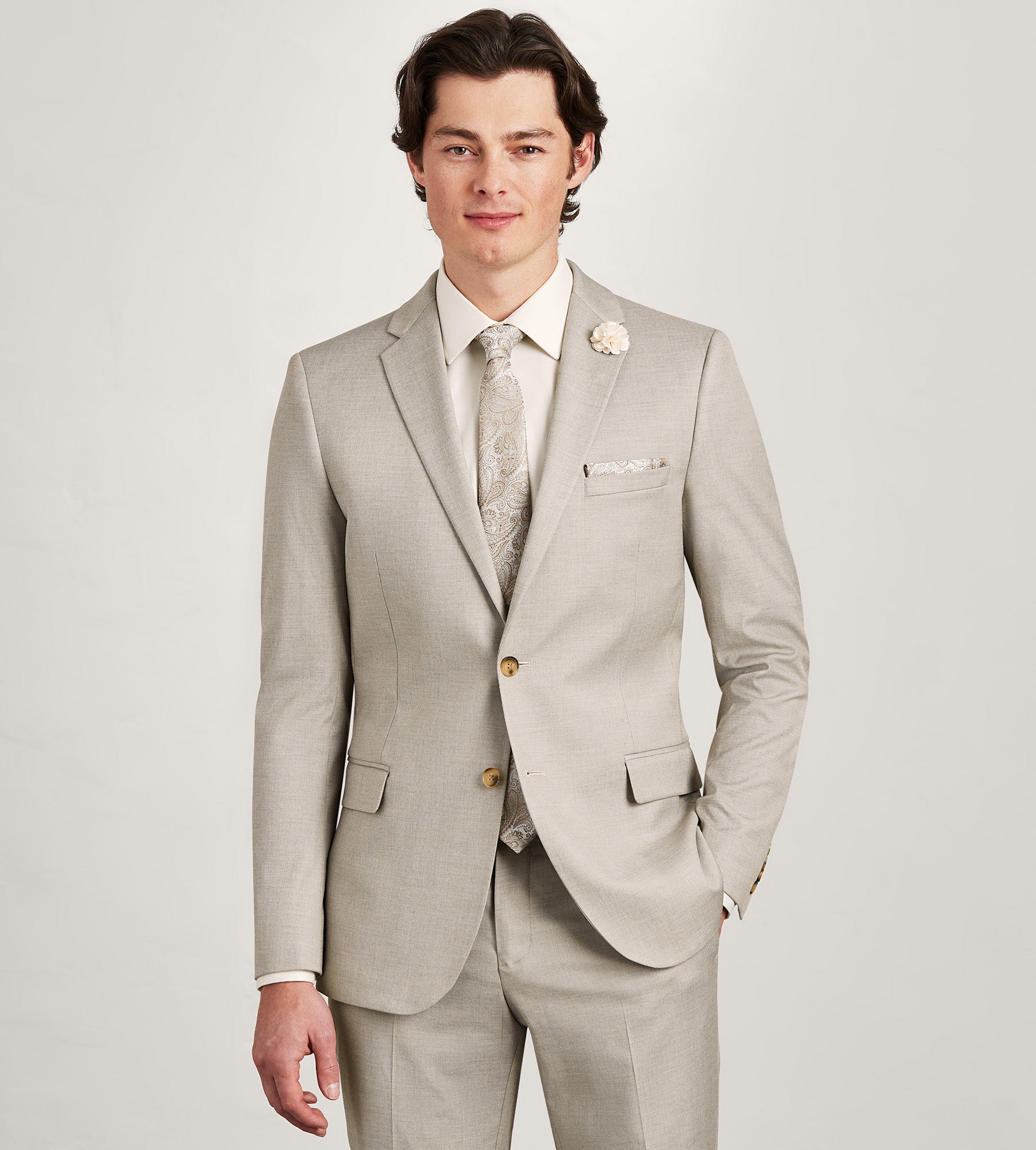 Slim Fit Tan Solid Suit Jacket