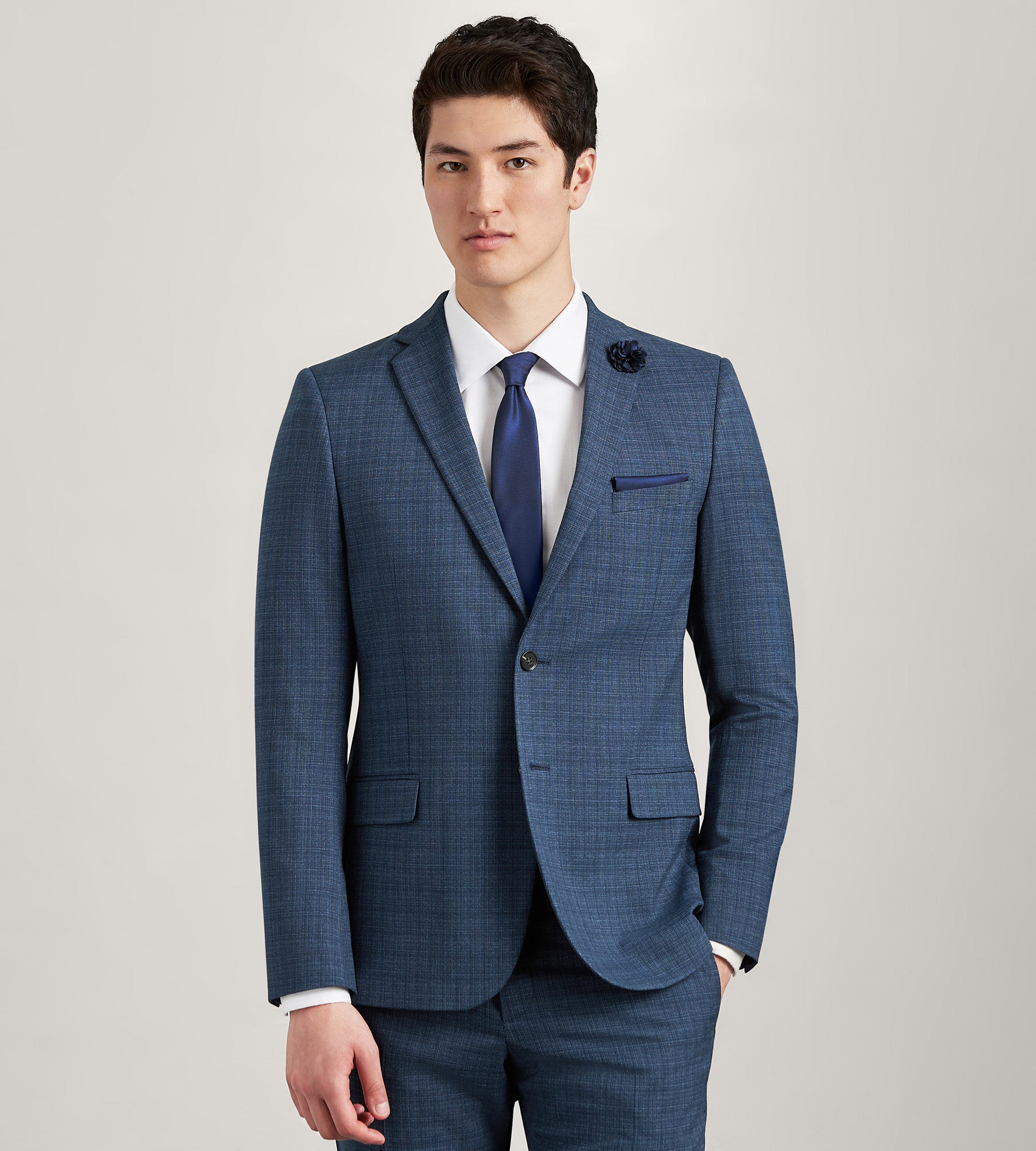 Slim Fit Blue Check Suit Jacket