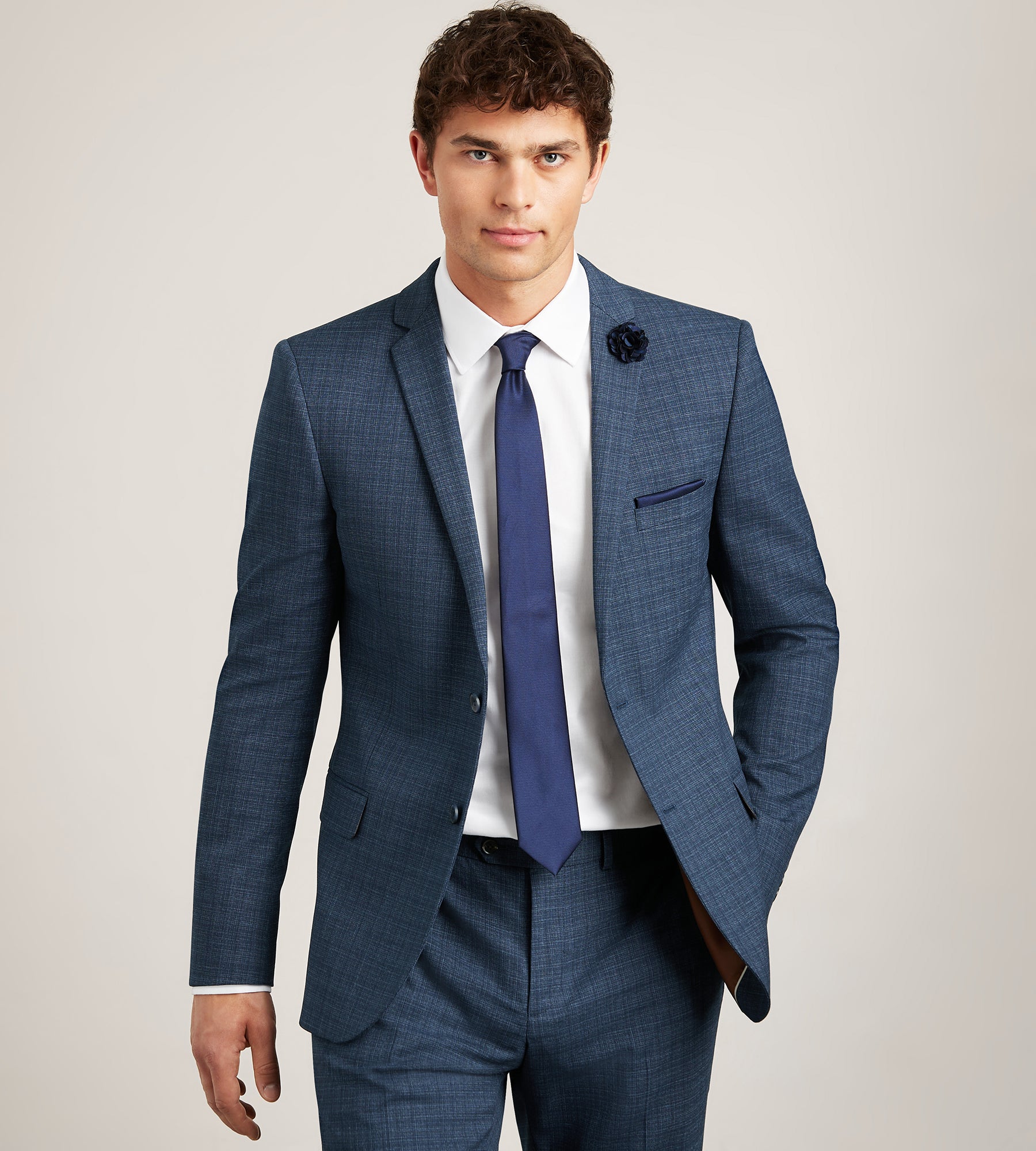 Slim Fit Blue Check Suit Jacket – Tip Top