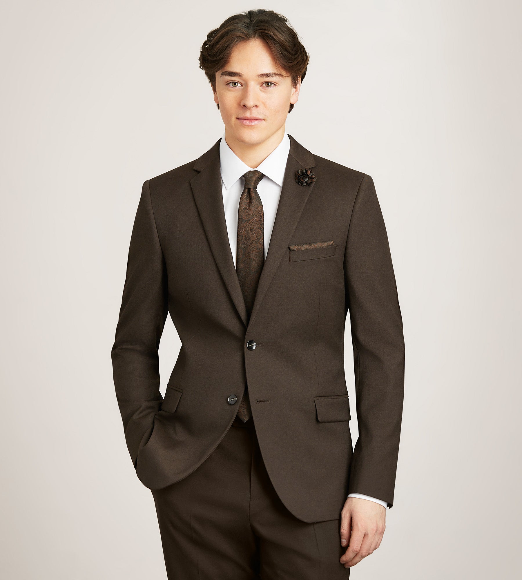 Modern Fit Dark Brown Solid Suit Jacket
