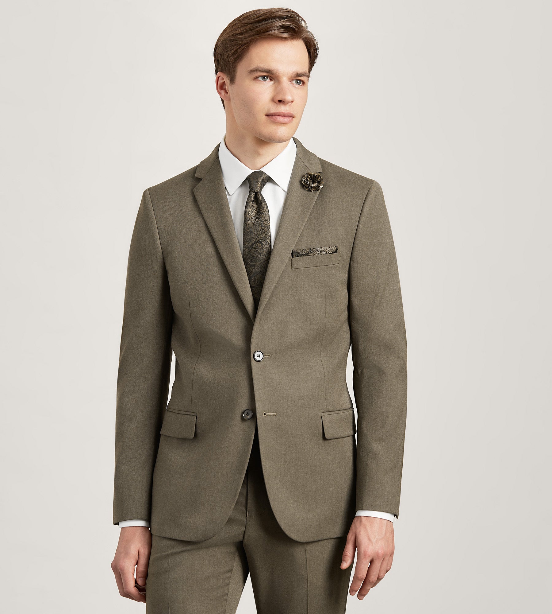 Slim Fit Brown Solid Suit Jacket