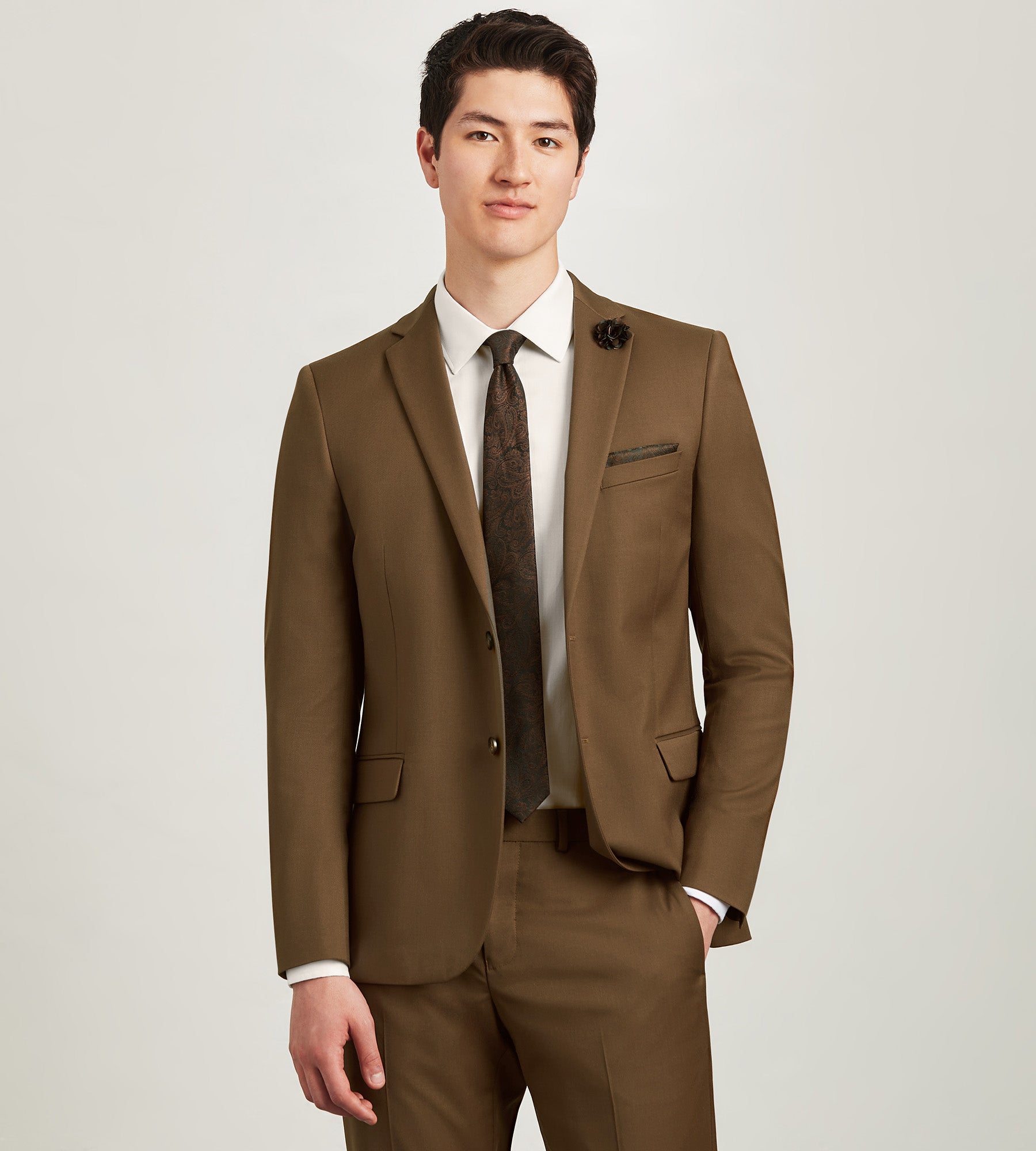 Modern Fit Caramel Solid Suit Jacket
