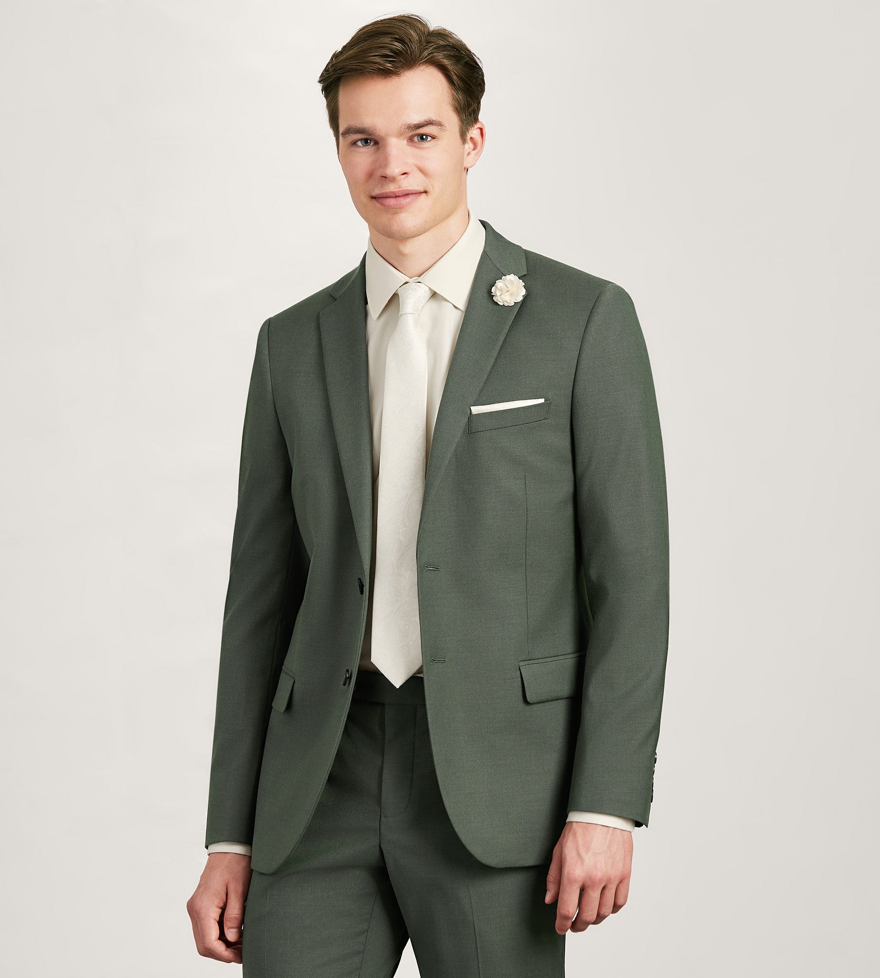 Slim Fit Olive Solid Suit Jacket
