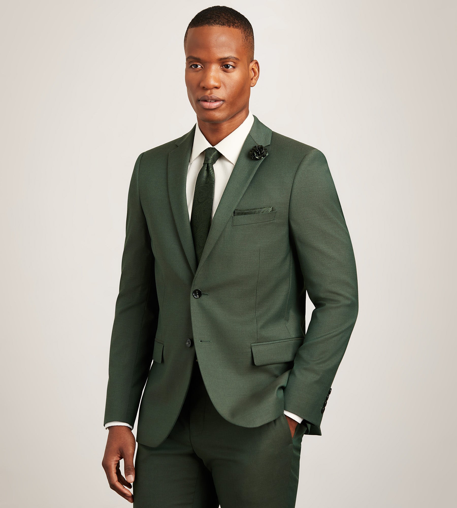 Coupe moderne Olive Solid Complet Veste