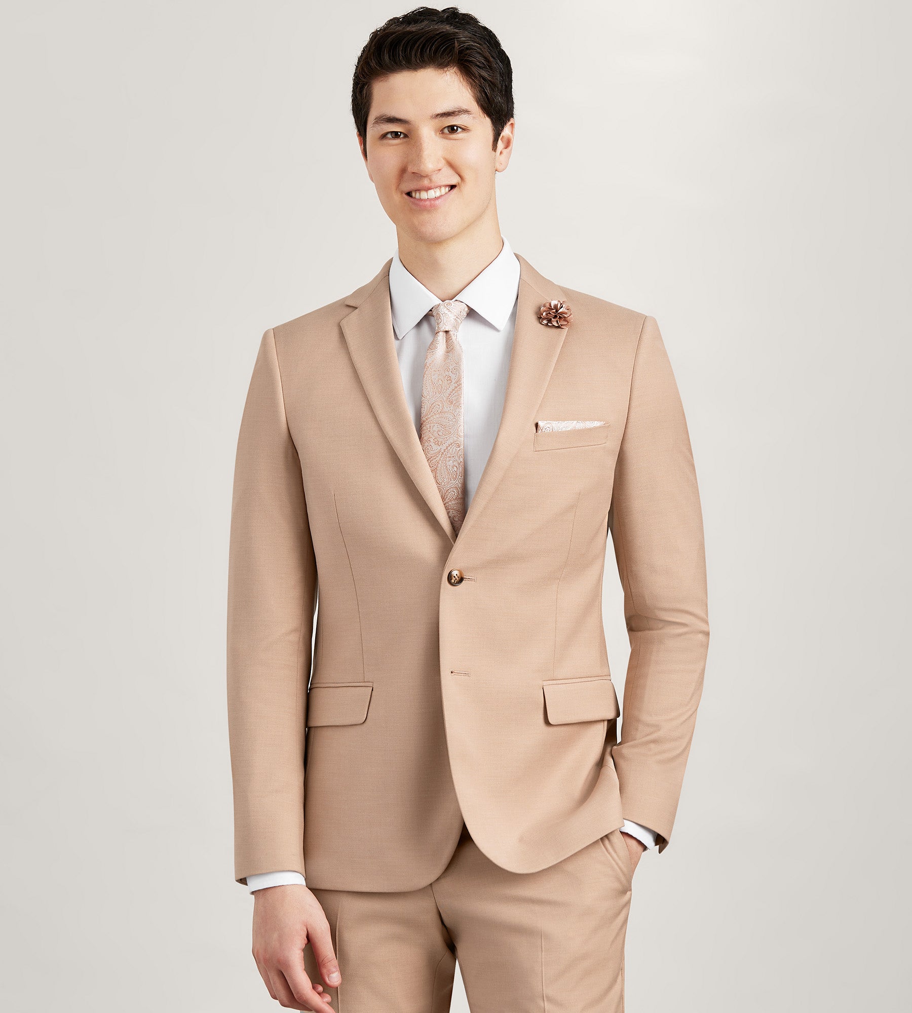 Slim Fit Blush Solid Suit Jacket