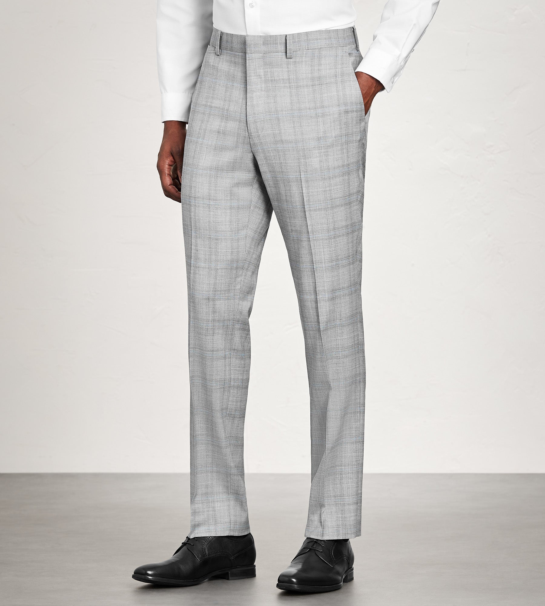 Modern Fit Grey Plaid Suit Pants
