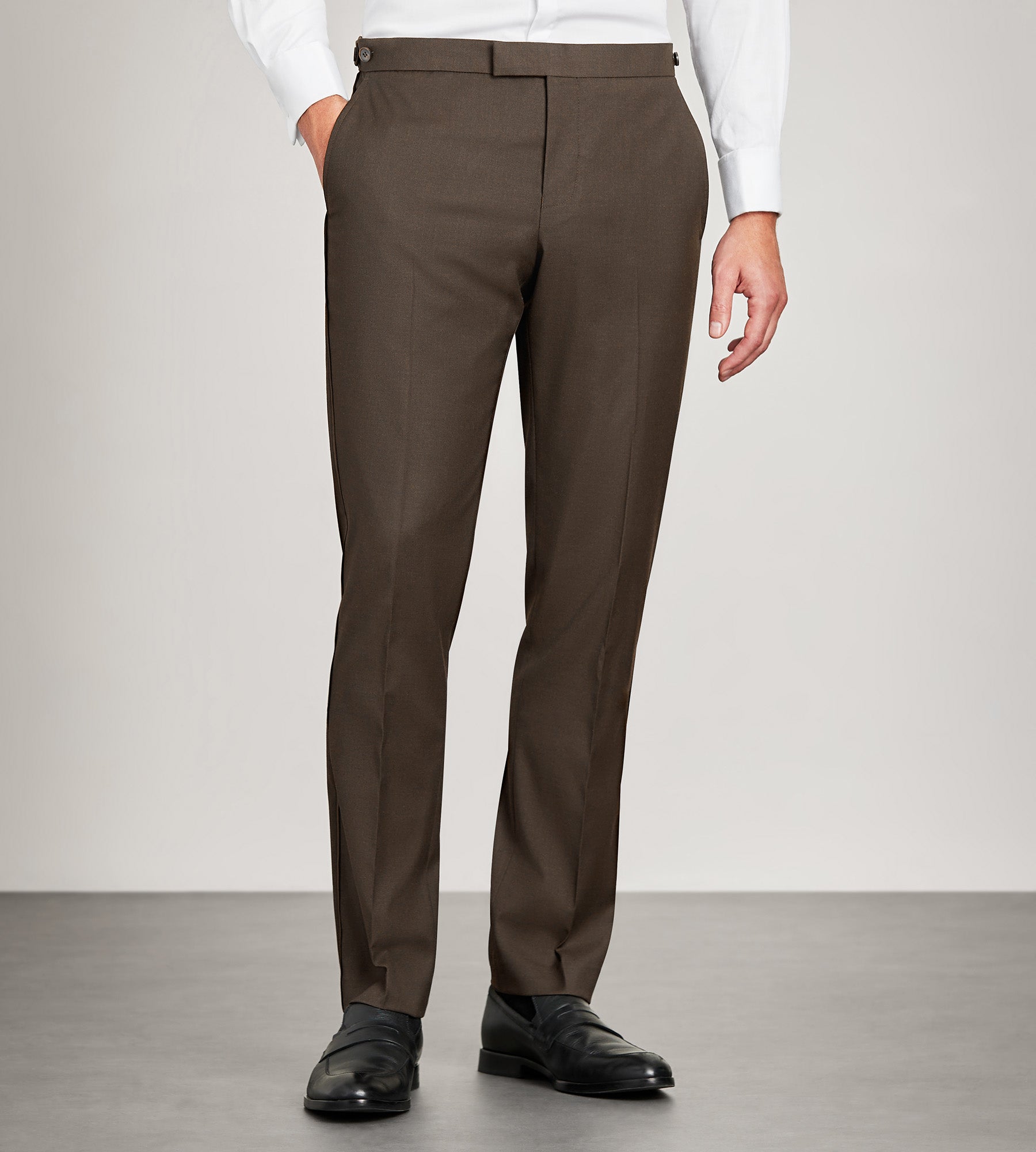 Slim Fit Dark Brown Solid Tuxedo Pants