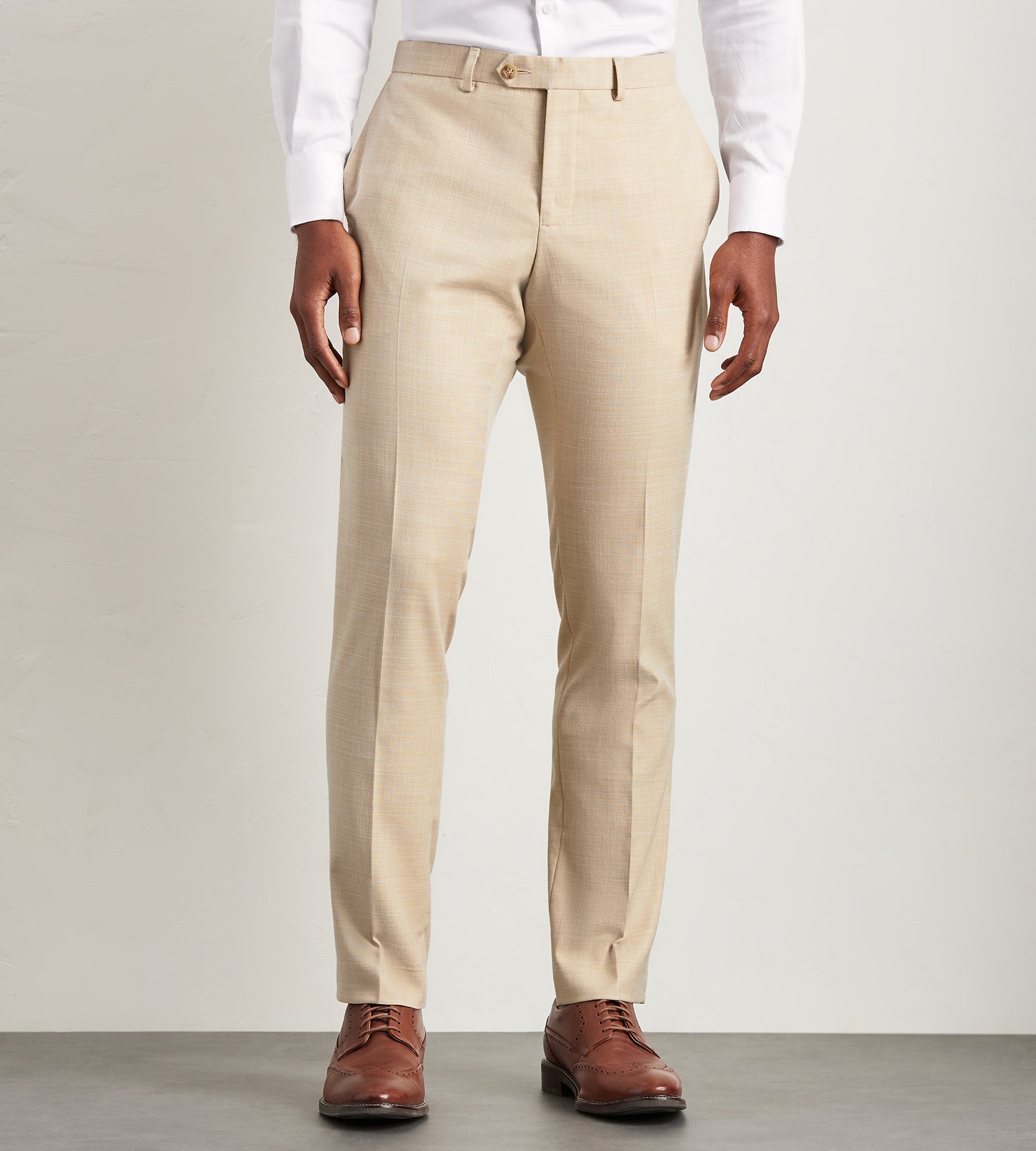 Modern Fit Wheat Solid Suit Pants