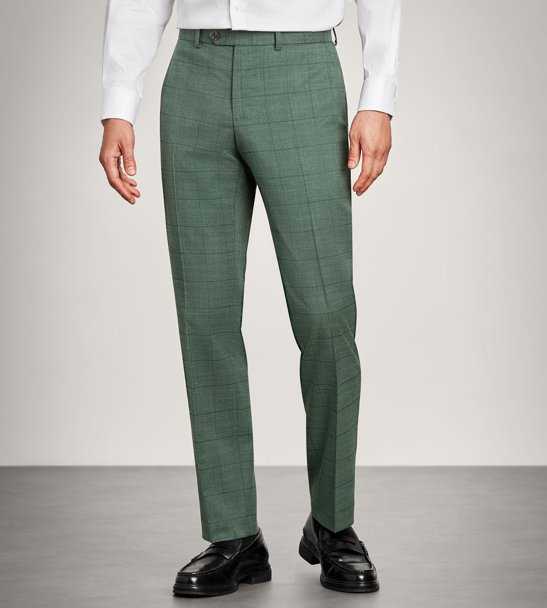 Modern Fit Green Windowpane Suit Pant