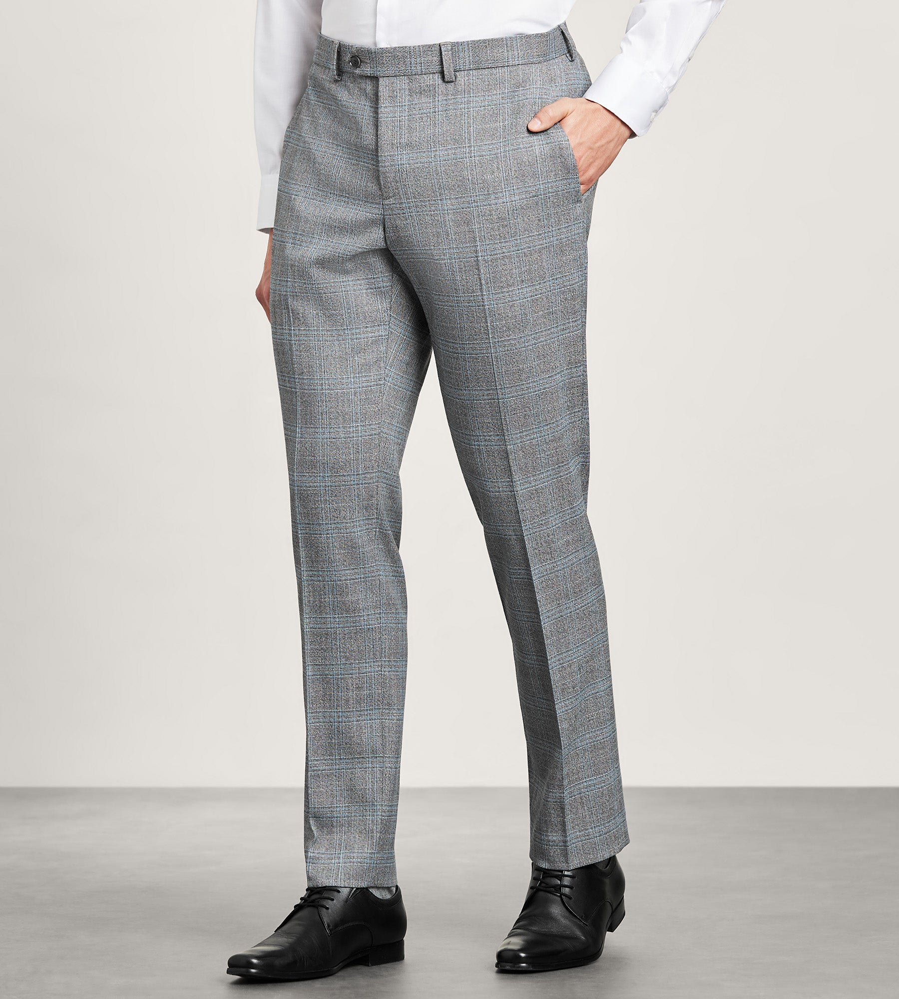 Modern Fit Grey Plaid Suit Pants