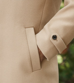 Modern Fit 4 Way Stretch Wool Coat with Removable Hood Tip Top