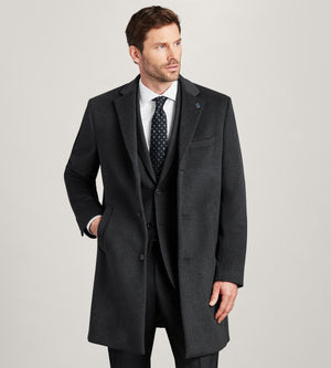 Modern Fit Water-Resistant Long Wool Coat
