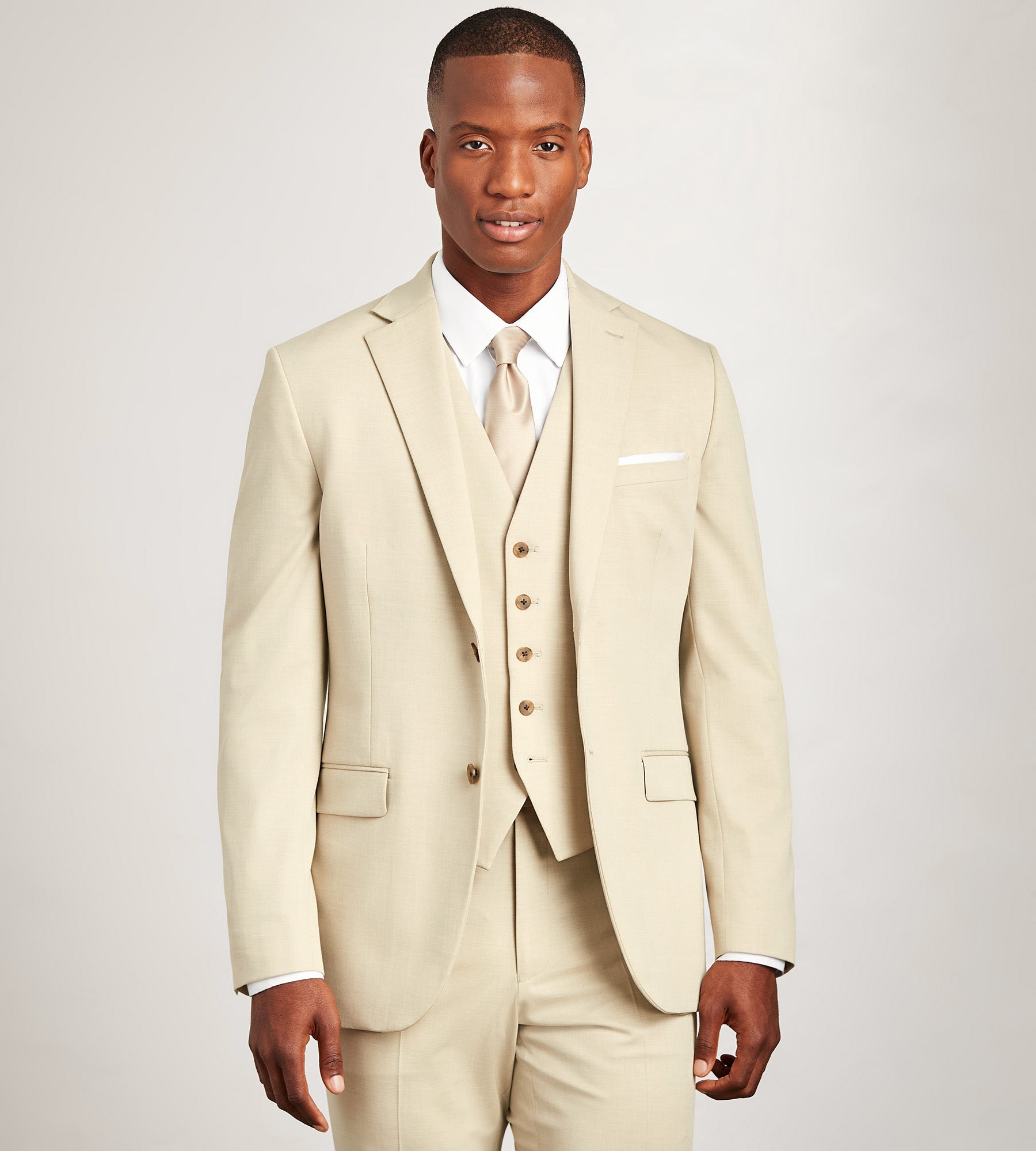 Modern Fit 360° Stretch Tan Suit Separate Vest | Tip Top