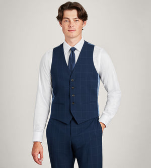 Navy Windowpane Suit Vest – Tip Top