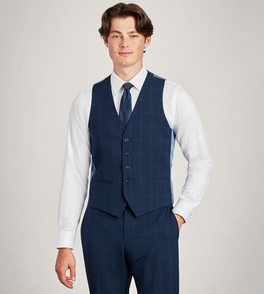 Navy Windowpane Suit Vest – Tip Top