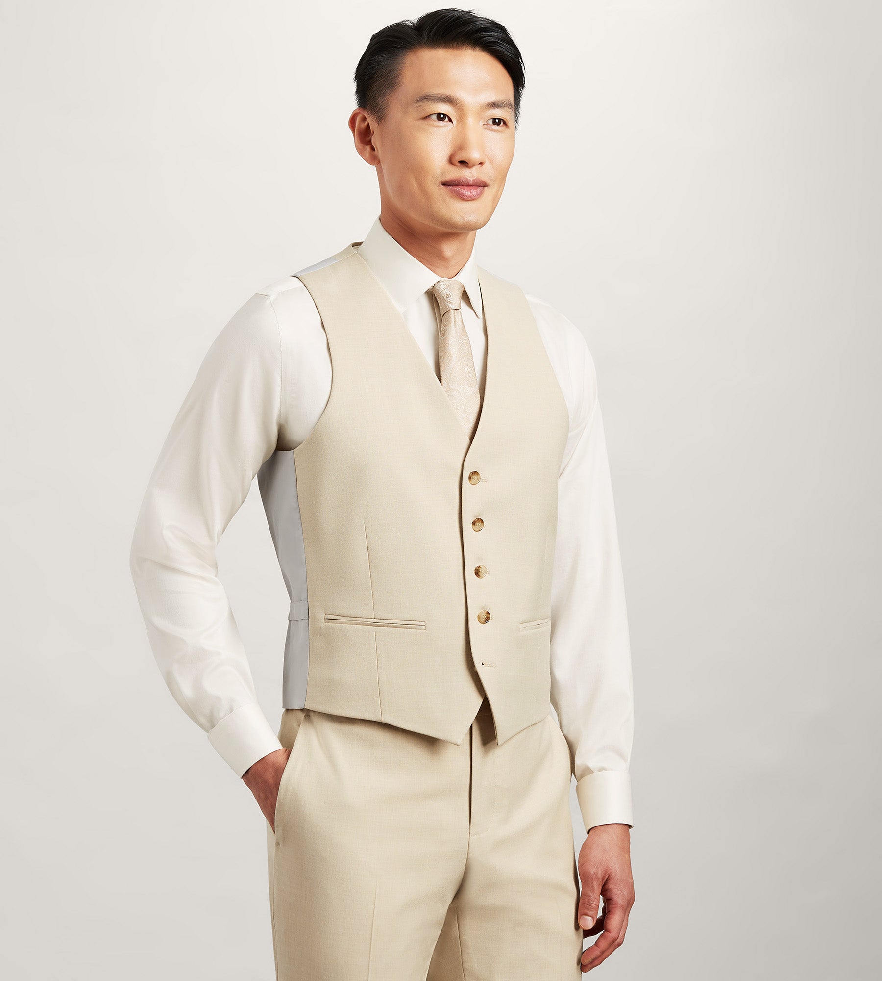Wheat Solid Suit Vest