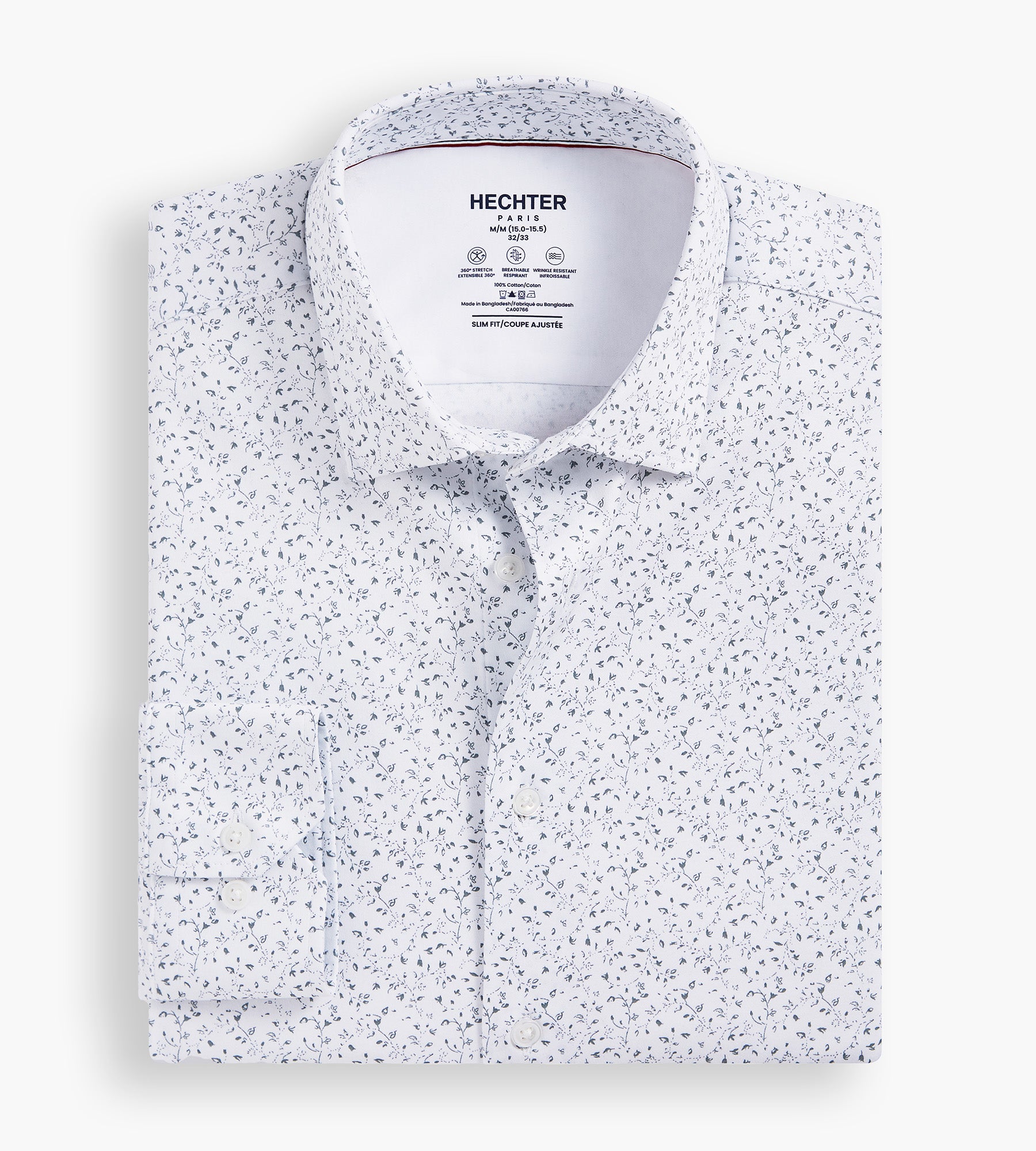 Slim Fit 360° Stretch Soft Touch Botanical Print Jersey Dress Shirt