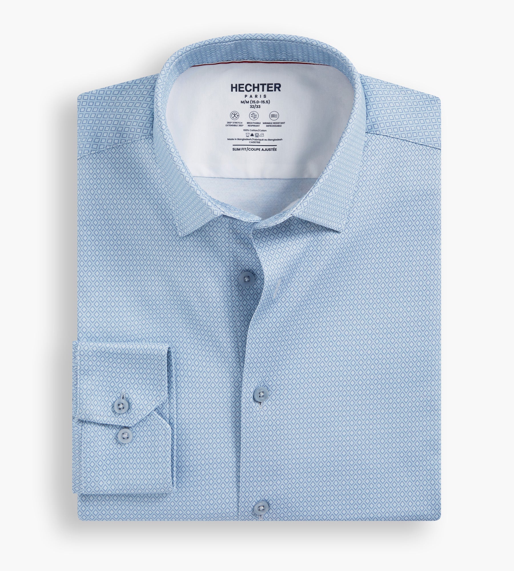 Slim Fit 360° Stretch Soft Touch Geo Print Jersey Dress Shirt