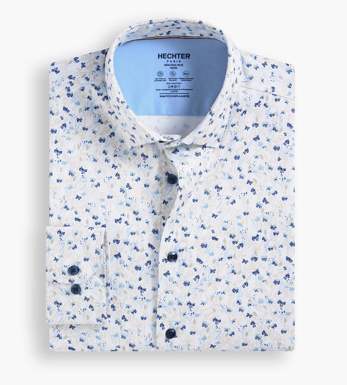 tip top Slim Fit 360° Stretch Soft Touch Botanical Print Jersey Dress Shirt