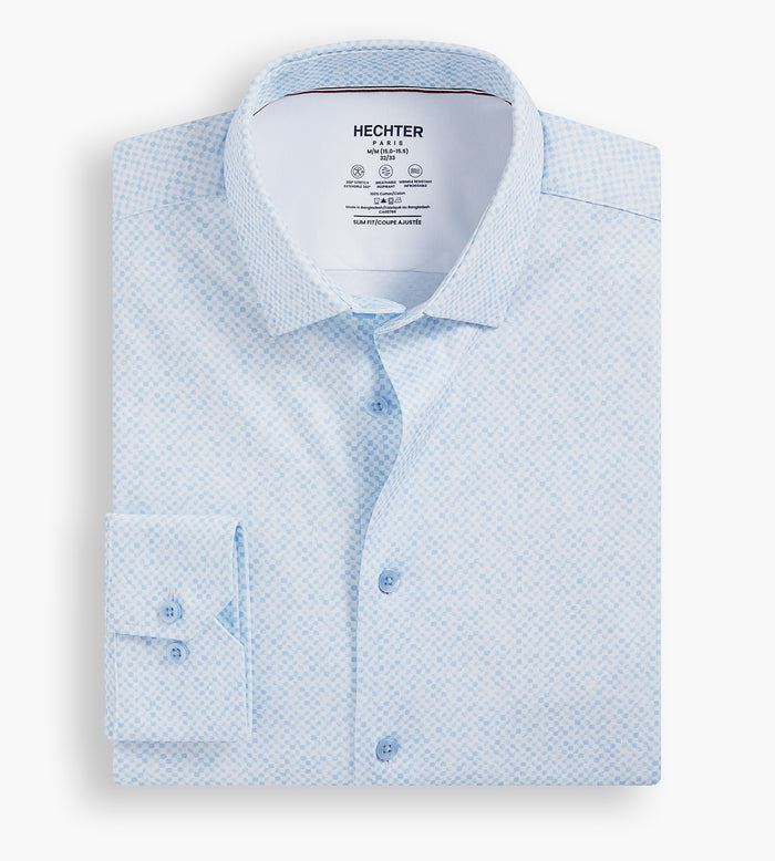 tip top Slim Fit 360° Stretch Soft Touch Geo Print Jersey Dress Shirt