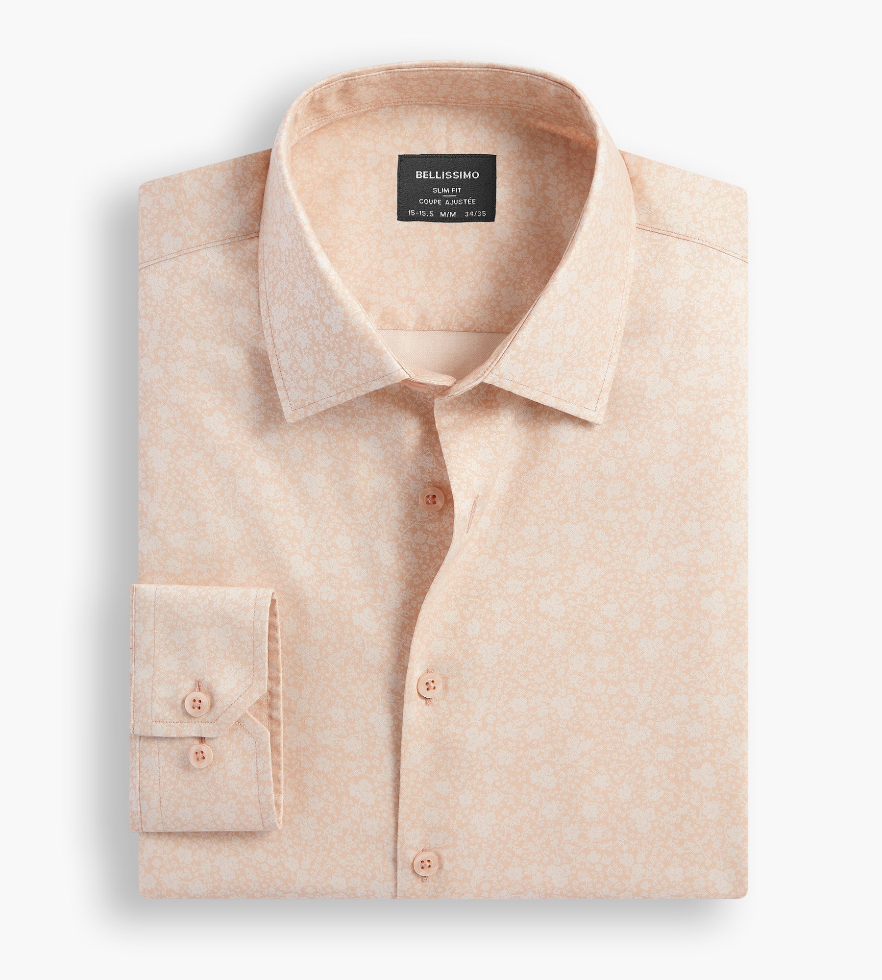 Slim Fit Non-Iron Printed Sateen Dress Shirt