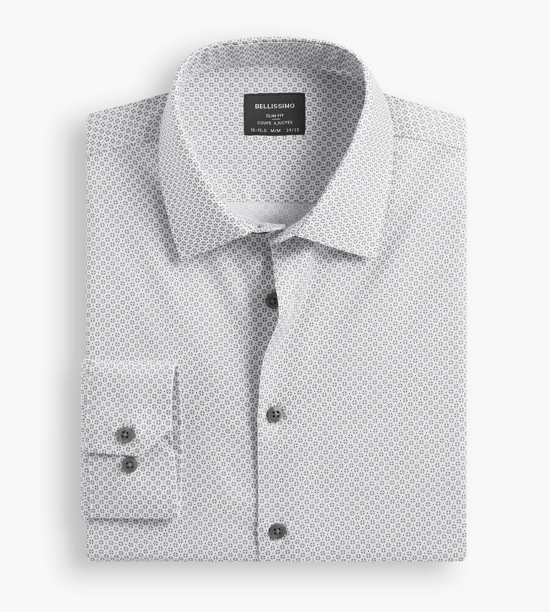 Slim Fit Non-Iron Printed Sateen Dress Shirt | Tip Top | Tip