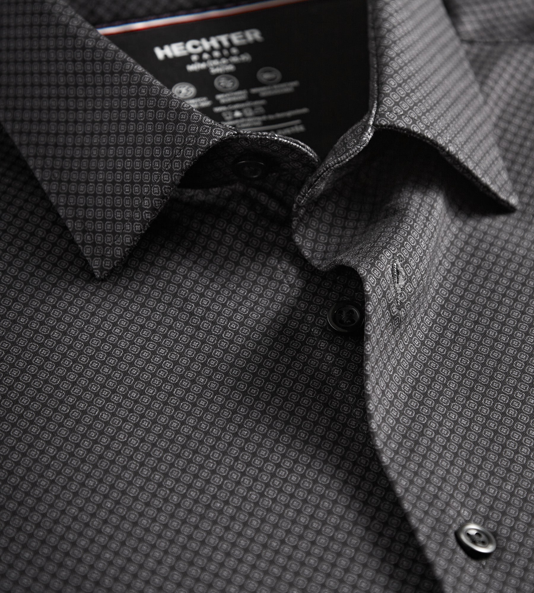 Slim Fit 360° Stretch Knit Non-Iron Soft Touch Geo Print Jersey Dress Shirt