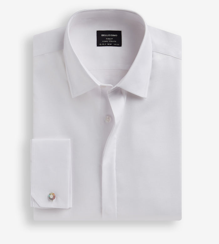 tip top Slim Fit Non-Iron Tuxedo Sateen Dress Shirt